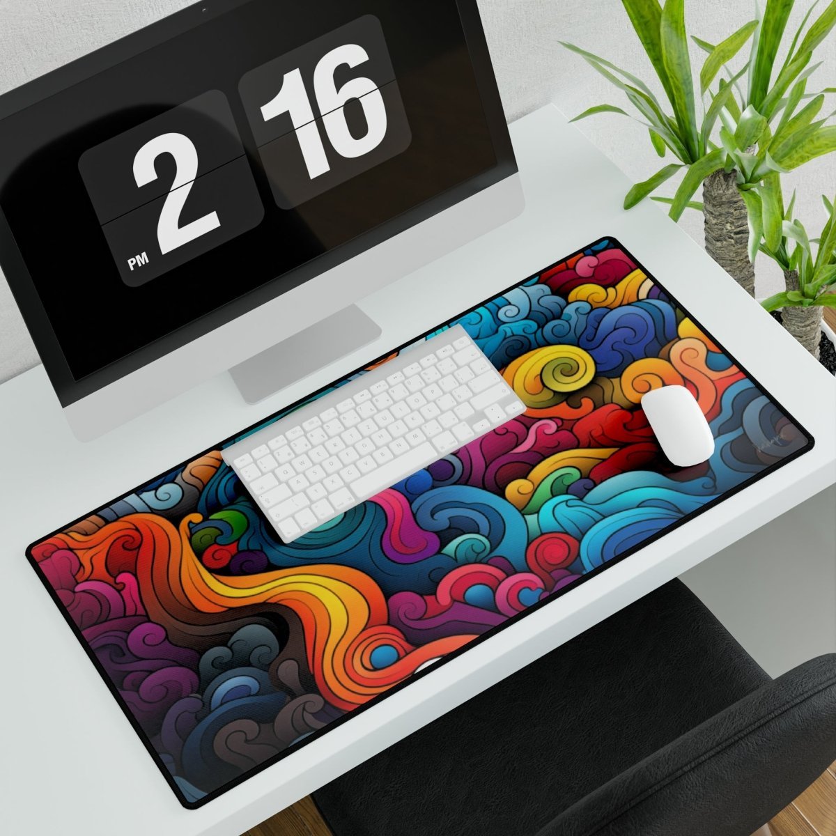 Buntes Florales Vortex XXL Gaming Mauspad - Premium Qualität - Mousepad bei HappyHugPixels