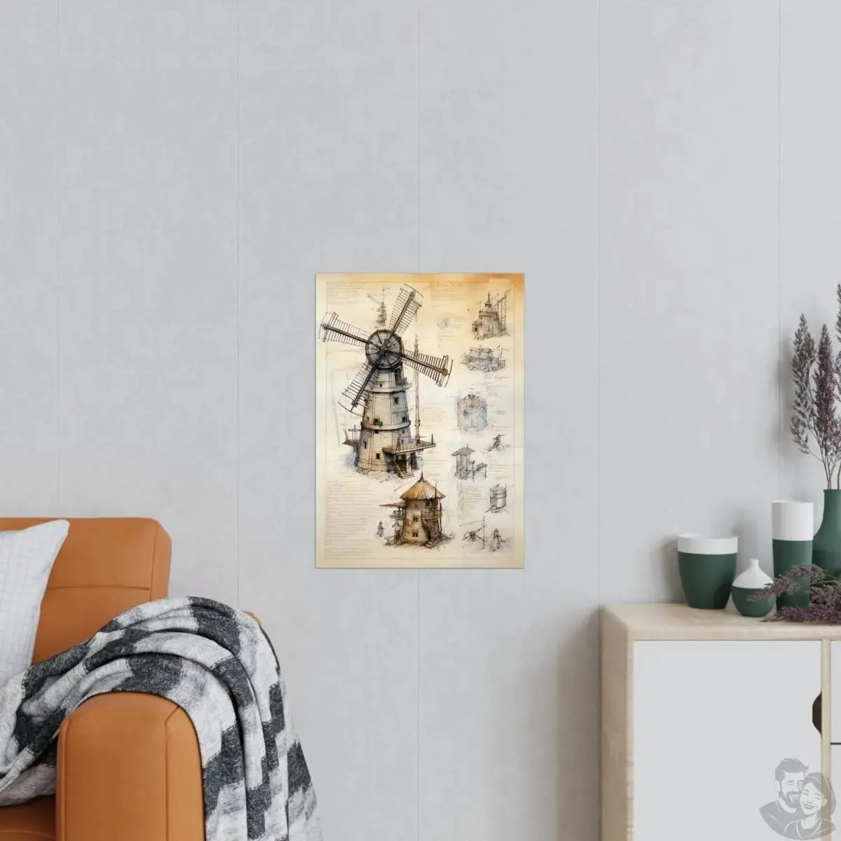 da Vinci Design Windmühle - Unbekanntes KI Poster von daVinci merchOne
