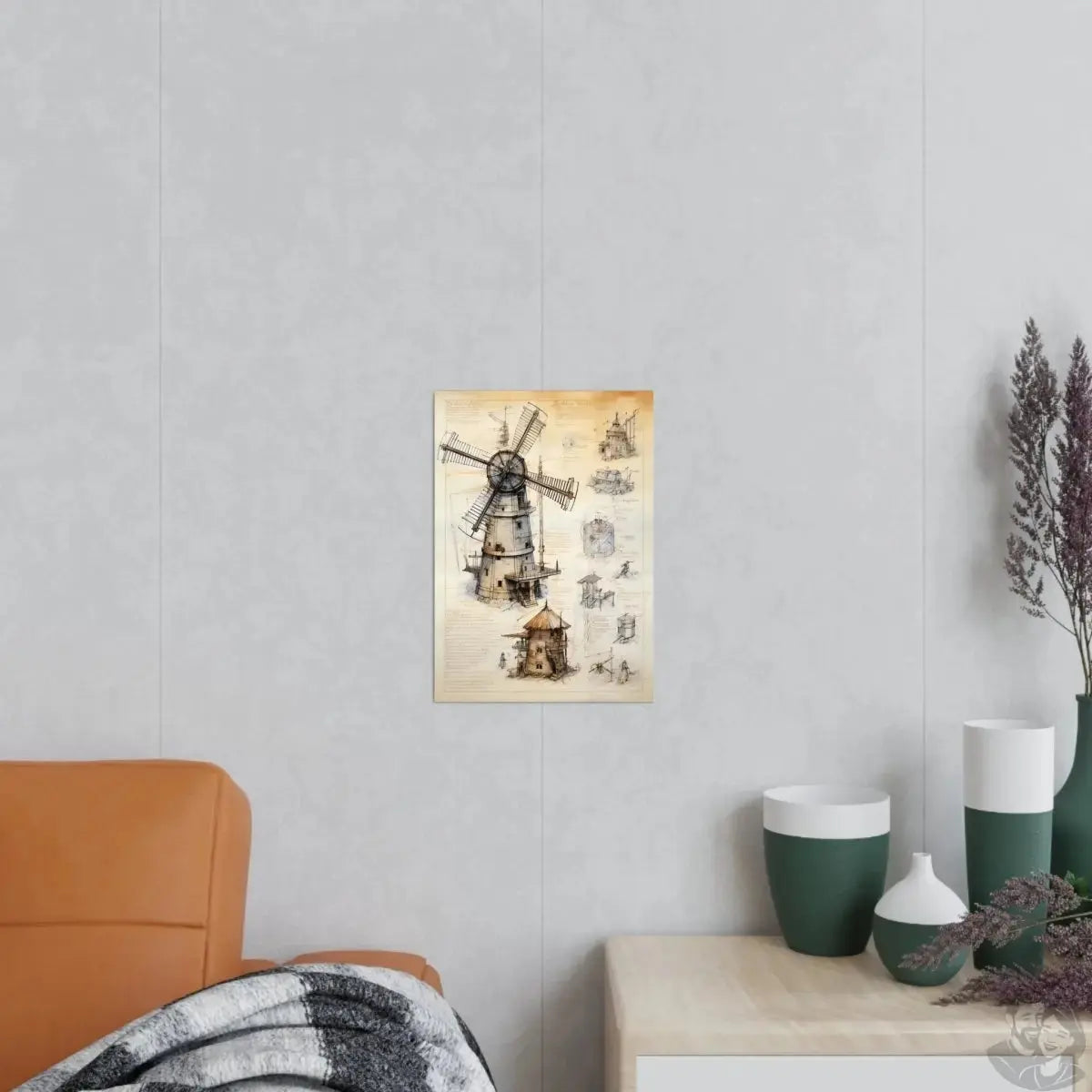 da Vinci Design Windmühle - Unbekanntes KI Poster von daVinci merchOne
