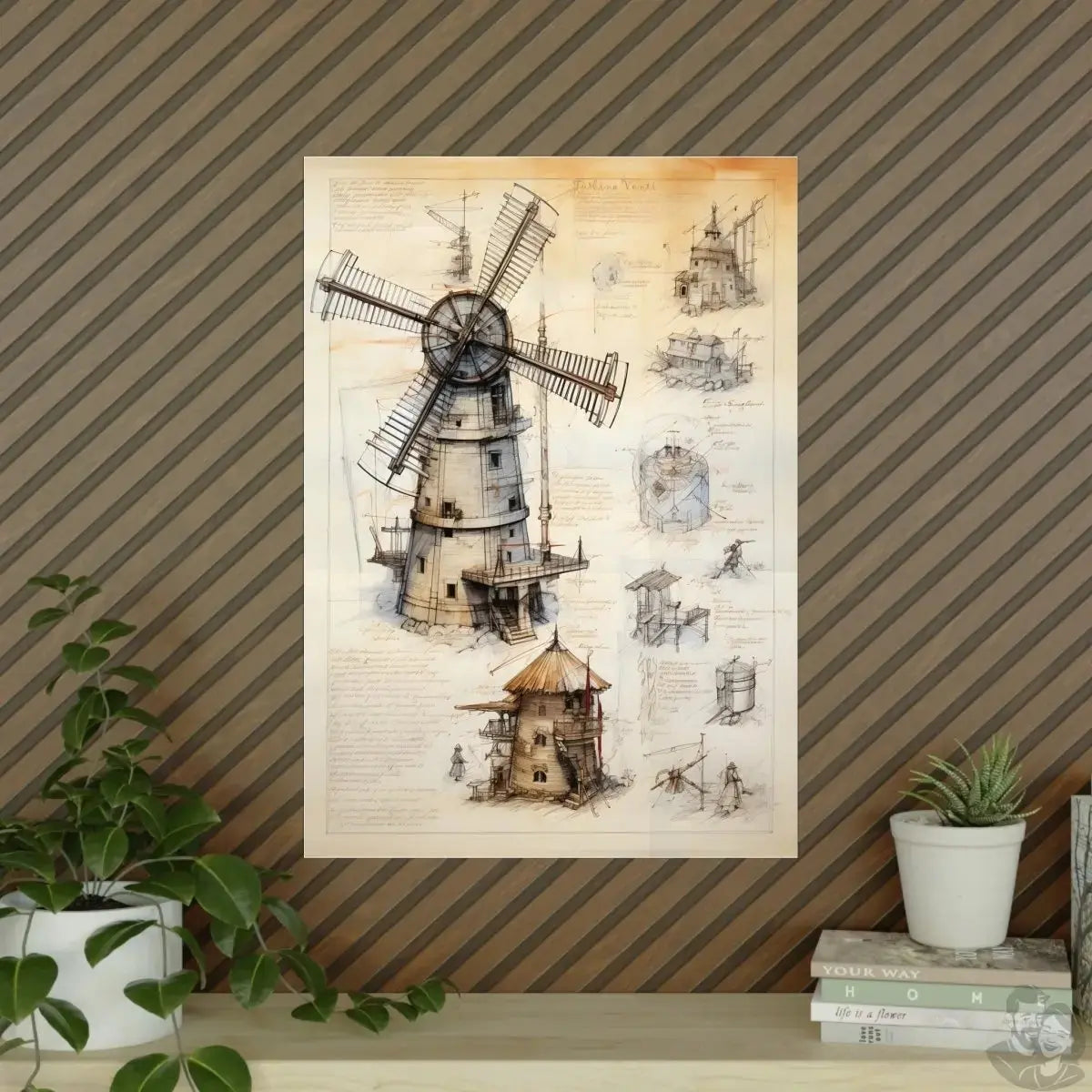 da Vinci Design Windmühle - Unbekanntes KI Poster von daVinci merchOne