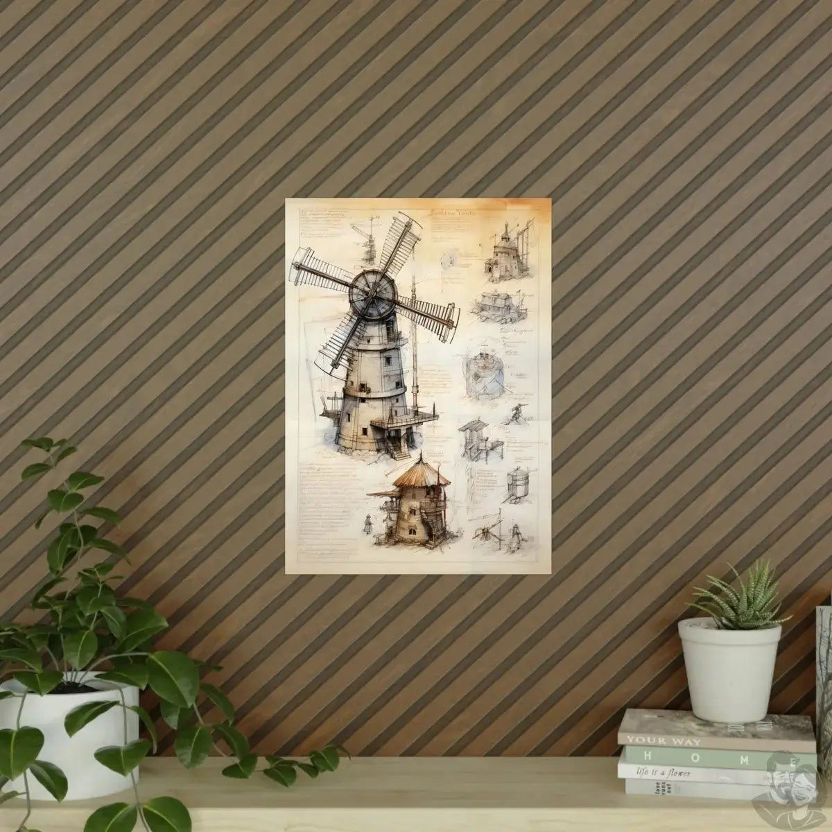 da Vinci Design Windmühle - Unbekanntes KI Poster von daVinci merchOne