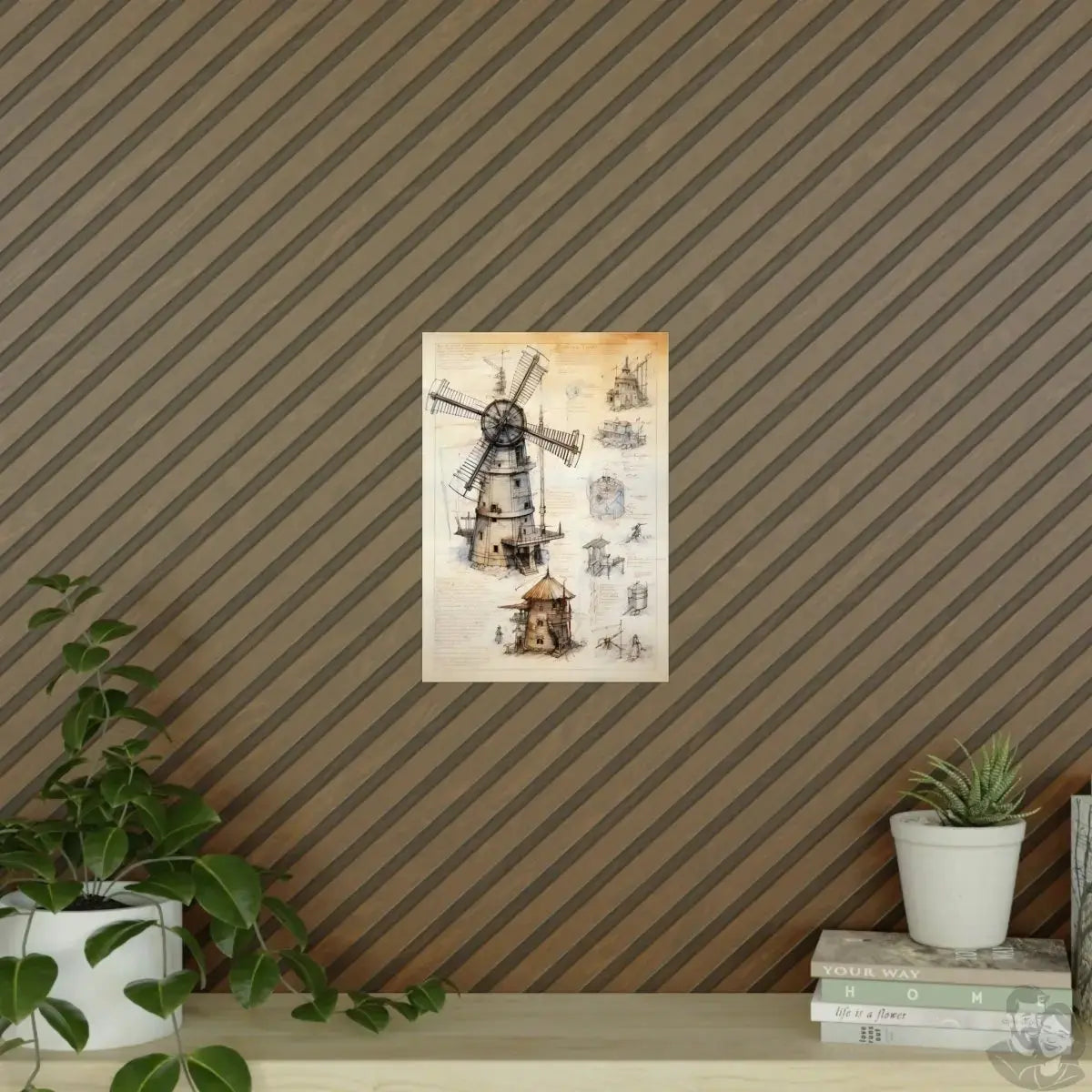 da Vinci Design Windmühle - Unbekanntes KI Poster von daVinci merchOne