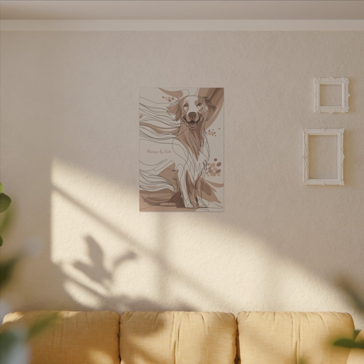 Dynamisches Hundebild Leinwand - Retriever in Line Draw Stil - Canvas bei HappyHugPixels