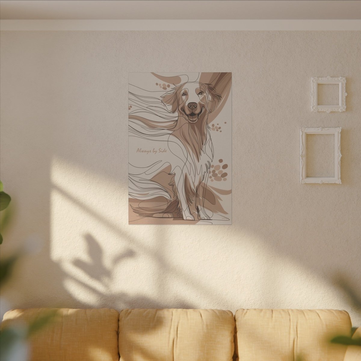 Dynamisches Hundebild Leinwand - Retriever in Line Draw Stil - Canvas bei HappyHugPixels