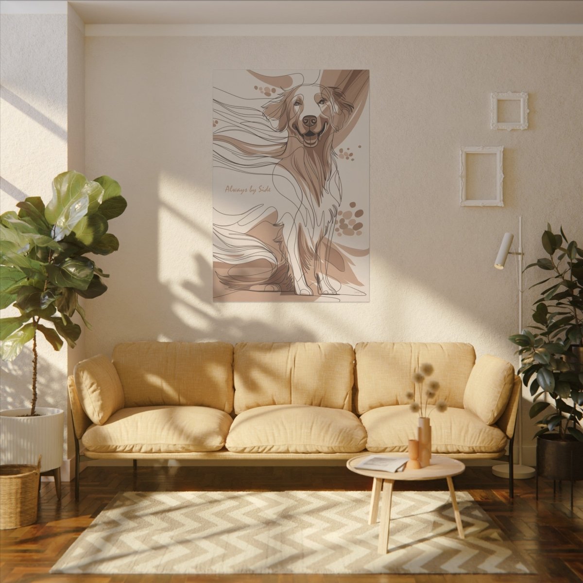 Dynamisches Hundebild Leinwand - Retriever in Line Draw Stil - Canvas bei HappyHugPixels