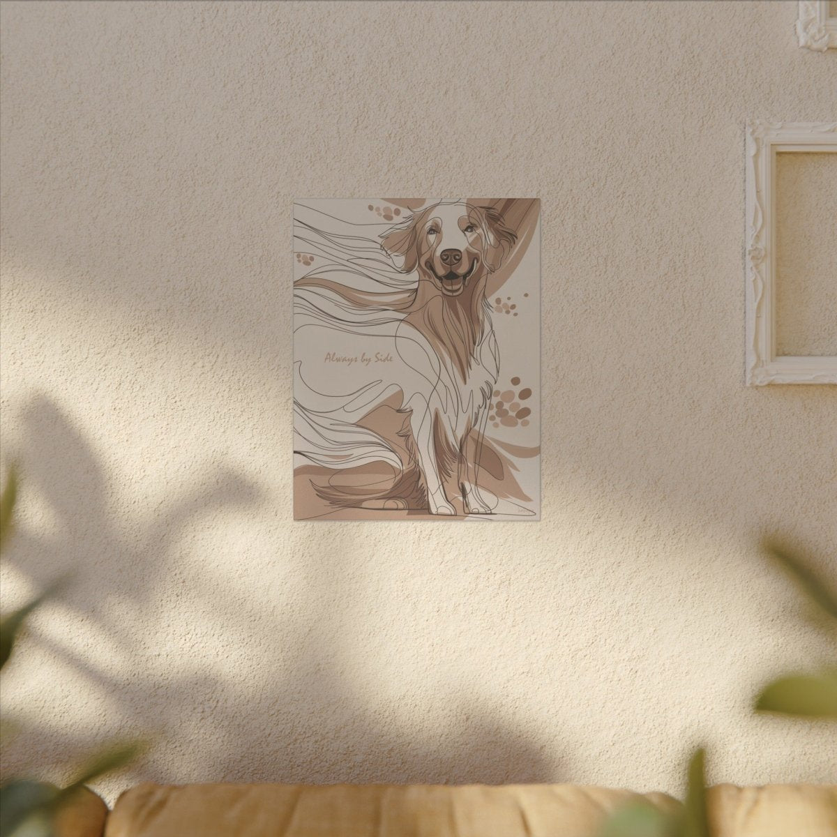 Dynamisches Hundebild Leinwand - Retriever in Line Draw Stil - Canvas bei HappyHugPixels