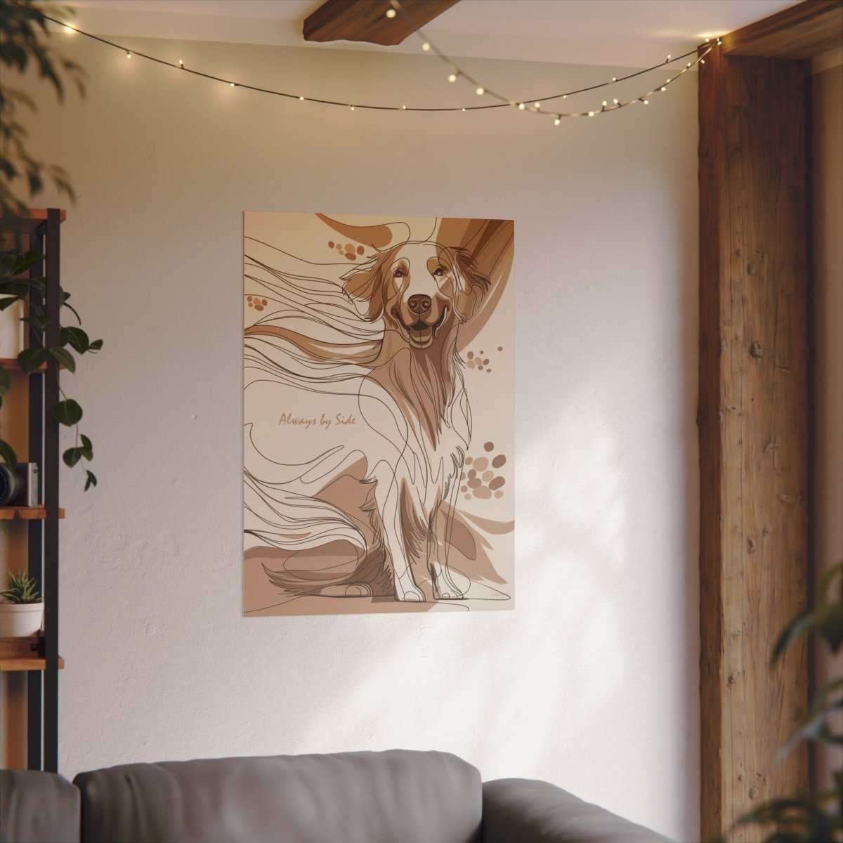 Dynamisches Hundebild Leinwand - Retriever in Line Draw Stil - Canvas bei HappyHugPixels