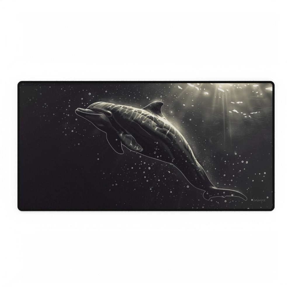 Elegantes Delfin Mauspad - Meeresruhe in Monochrom (60x35cm/80x40cm) - Mauspad bei HappyHugPixels