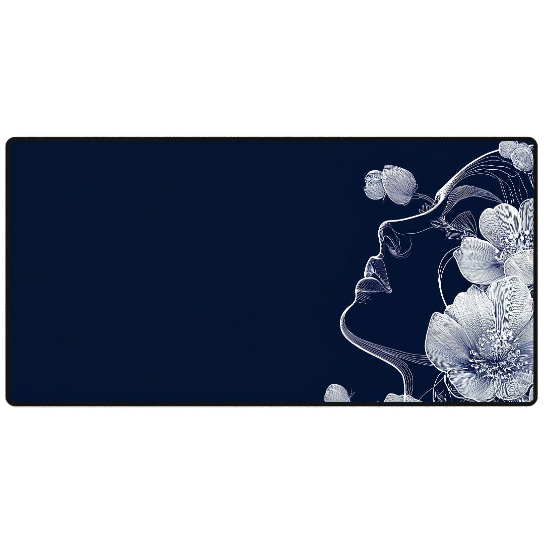 Elegantes Frauengesicht Blumen - Design XXL Gaming Mauspad - Mousepad bei HappyHugPixels