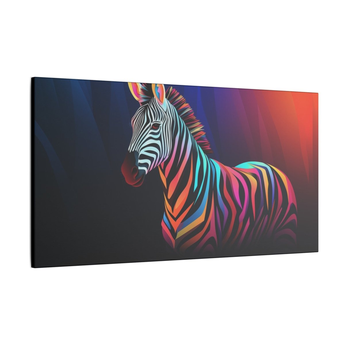 Farbenfrohes Zebra Leinwandbild - Hochwertige Wanddekoration - Canvas bei HappyHugPixels