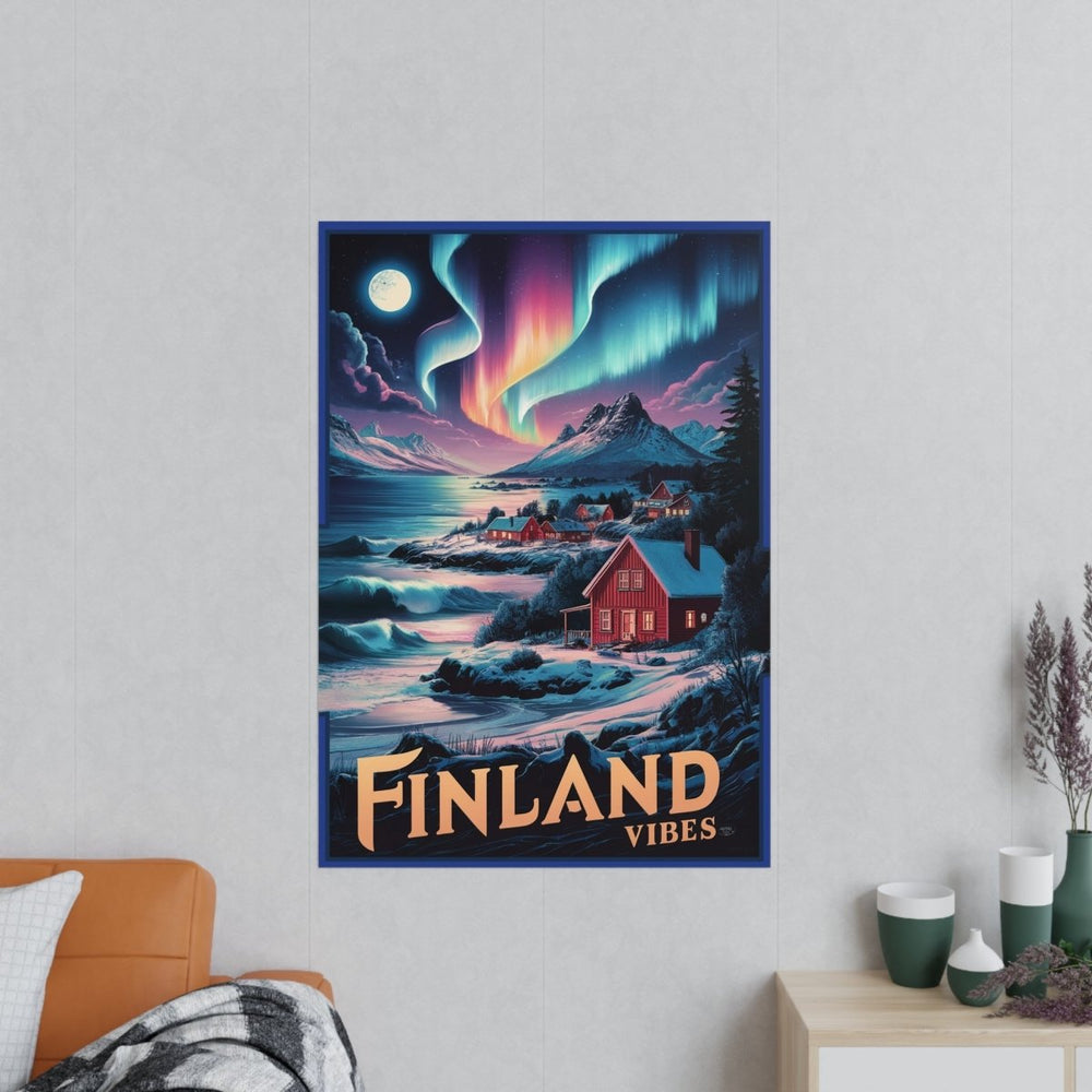 Finnland Travelposter – Magische Nordlichter - Poster bei HappyHugPixels