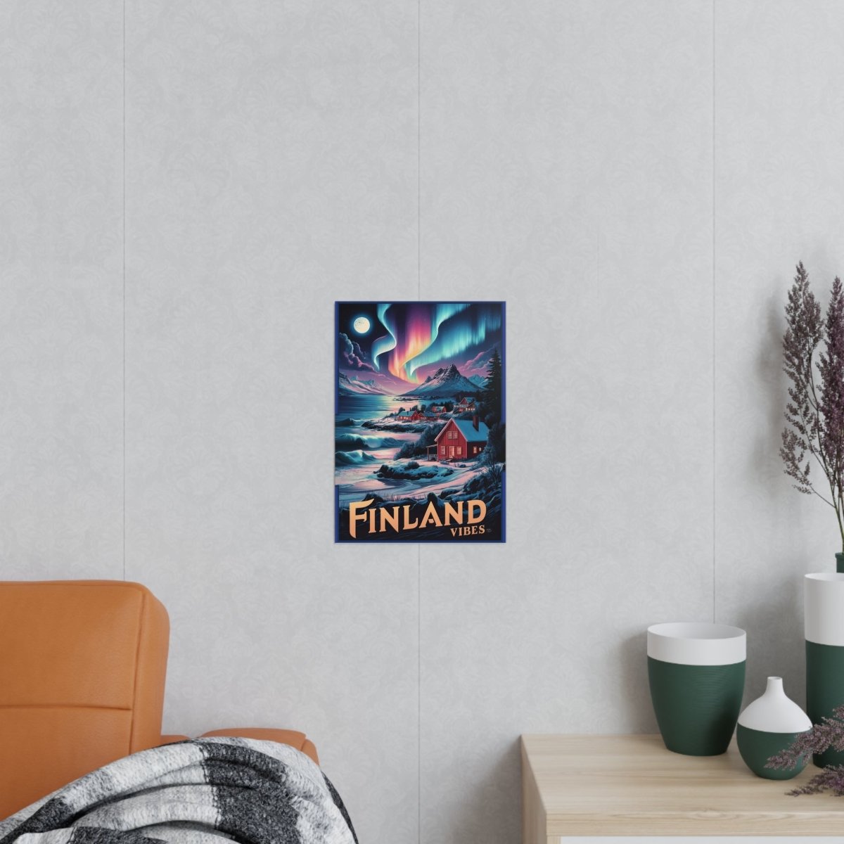 Finnland Travelposter – Magische Nordlichter - Poster bei HappyHugPixels