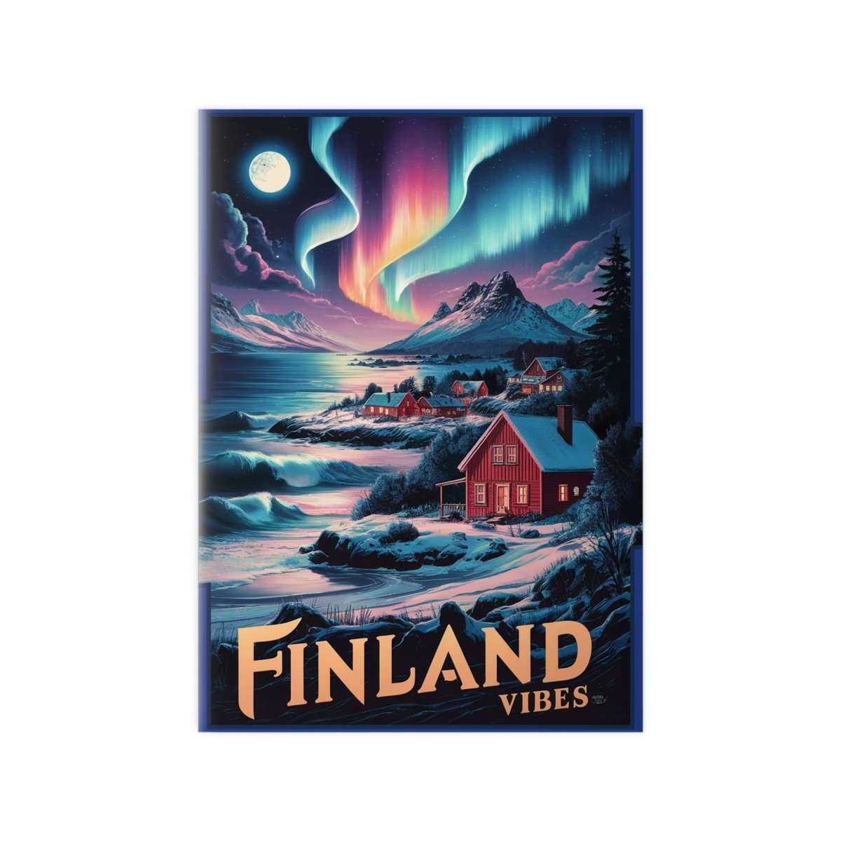 Finnland Travelposter – Magische Nordlichter - Poster bei HappyHugPixels