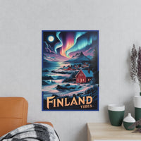 Finnland Travelposter – Magische Nordlichter - Poster bei HappyHugPixels