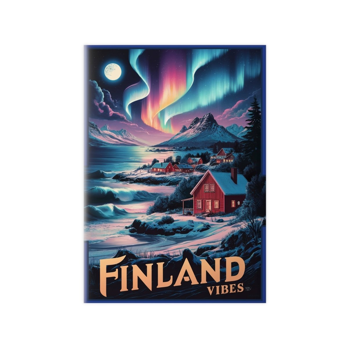 Finnland Travelposter – Magische Nordlichter - Poster bei HappyHugPixels