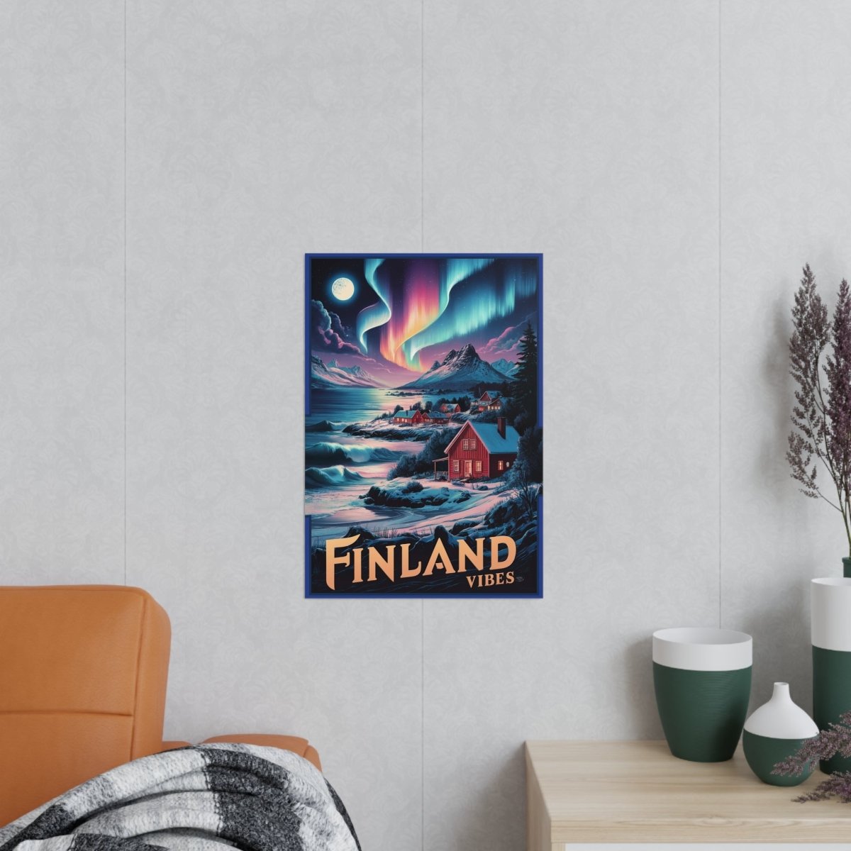 Finnland Travelposter – Magische Nordlichter - Poster bei HappyHugPixels