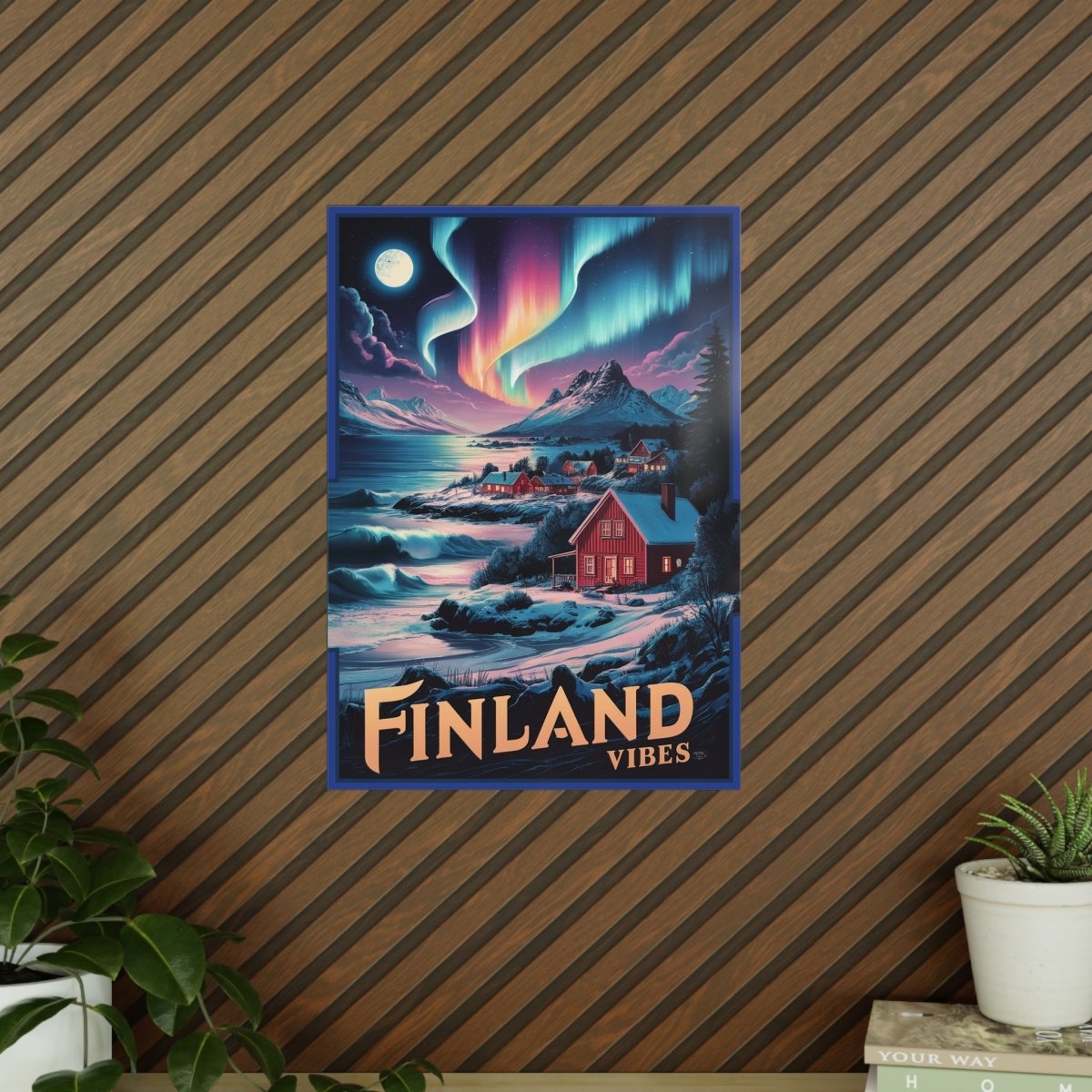 Finnland Travelposter – Magische Nordlichter - Poster bei HappyHugPixels