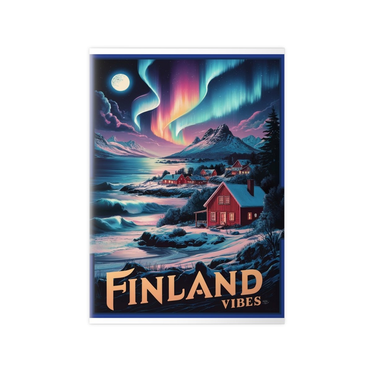 Finnland Travelposter – Magische Nordlichter - Poster bei HappyHugPixels