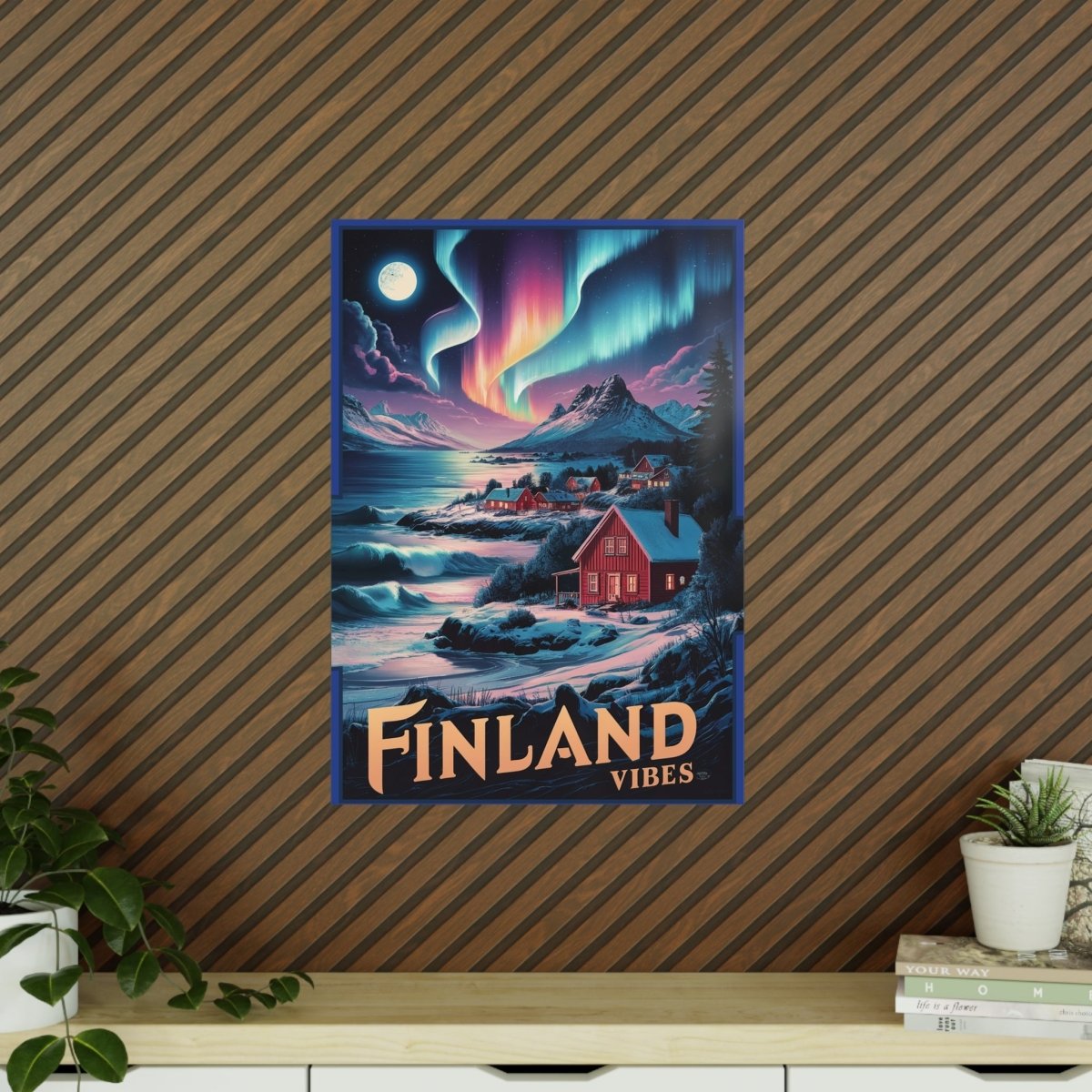 Finnland Travelposter – Magische Nordlichter - Poster bei HappyHugPixels