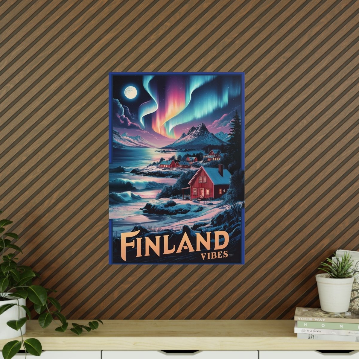 Finnland Travelposter – Magische Nordlichter - Poster bei HappyHugPixels