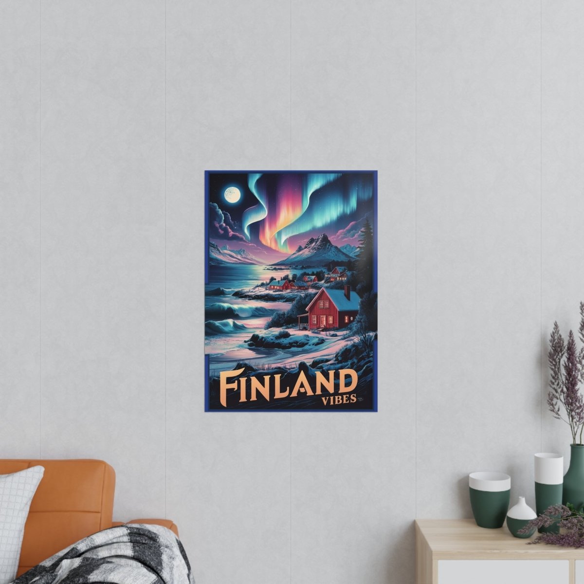 Finnland Travelposter – Magische Nordlichter - Poster bei HappyHugPixels