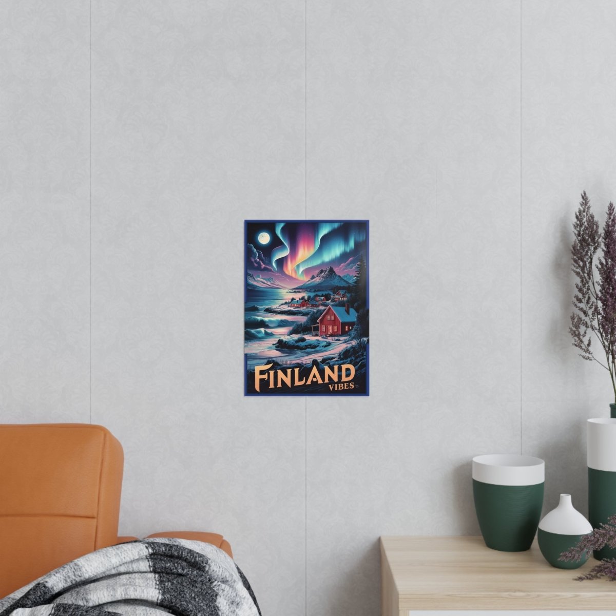 Finnland Travelposter – Magische Nordlichter - Poster bei HappyHugPixels