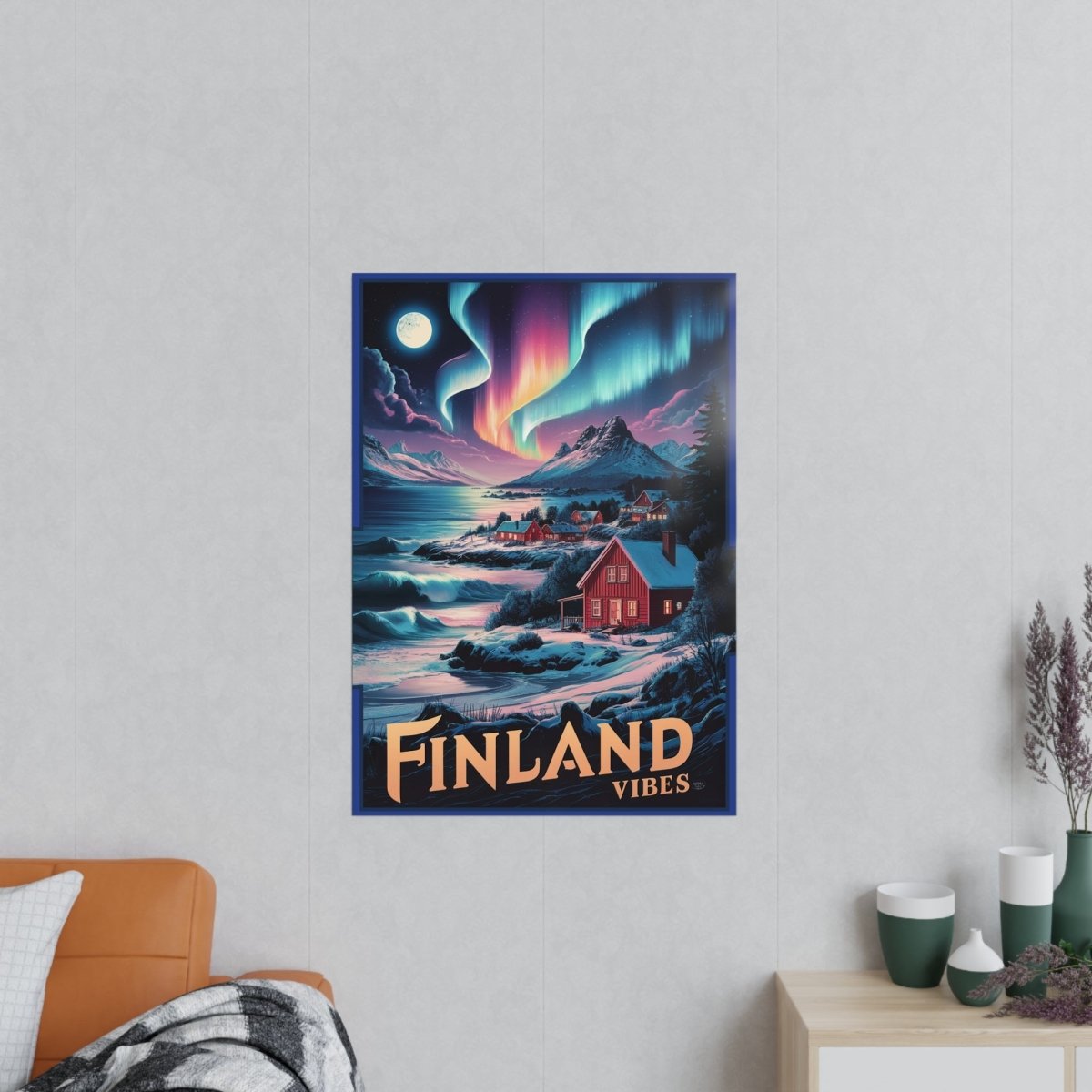 Finnland Travelposter – Magische Nordlichter - Poster bei HappyHugPixels