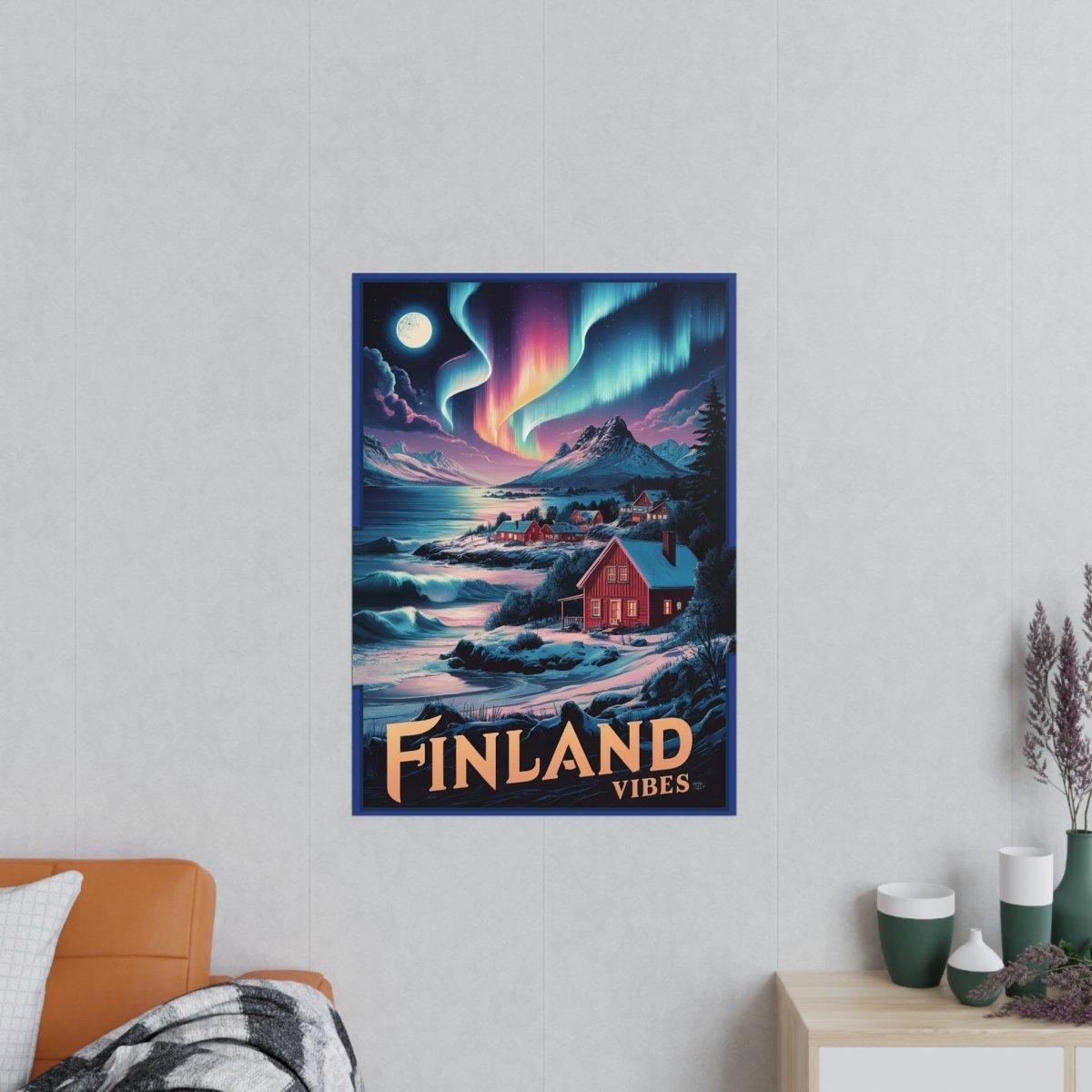 Finnland Travelposter – Magische Nordlichter - Poster bei HappyHugPixels