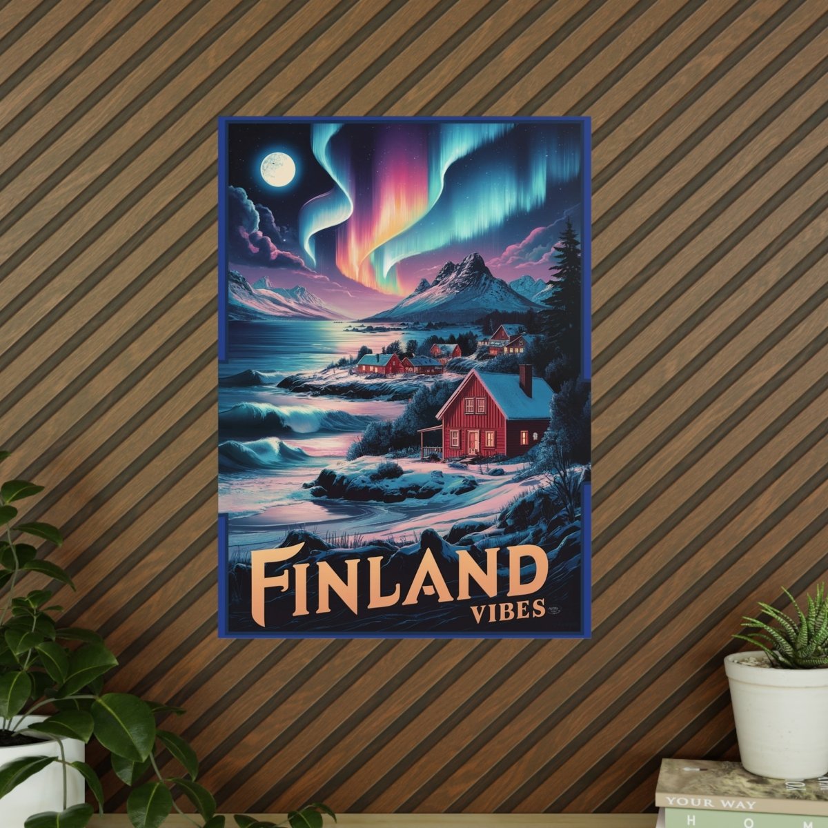 Finnland Travelposter – Magische Nordlichter - Poster bei HappyHugPixels