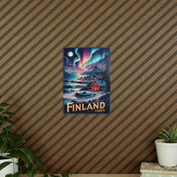 Finnland Travelposter – Magische Nordlichter - Poster bei HappyHugPixels