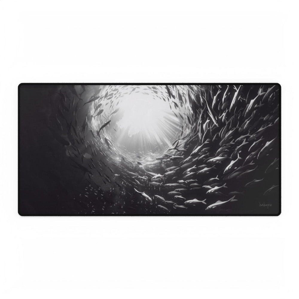 Fischschwarm Mauspad - Unterwasserwelt in Monochrom (60x35cm/80x40cm) - Mauspad bei HappyHugPixels