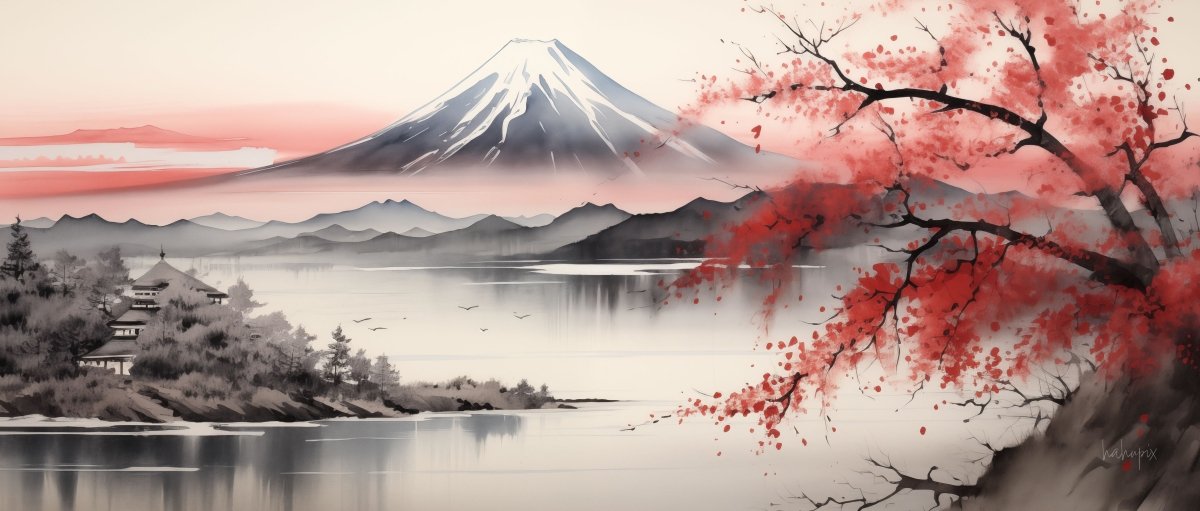 Fuji Berg XXL Gaming Mauspad - Traditionelles Japanische Art - Mauspad bei HappyHugPixels