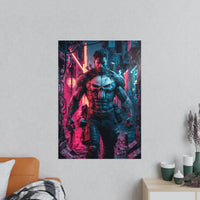 Gaming Poster Cyber - Punk Krieger - Matt und Glänzend - Poster bei HappyHugPixels