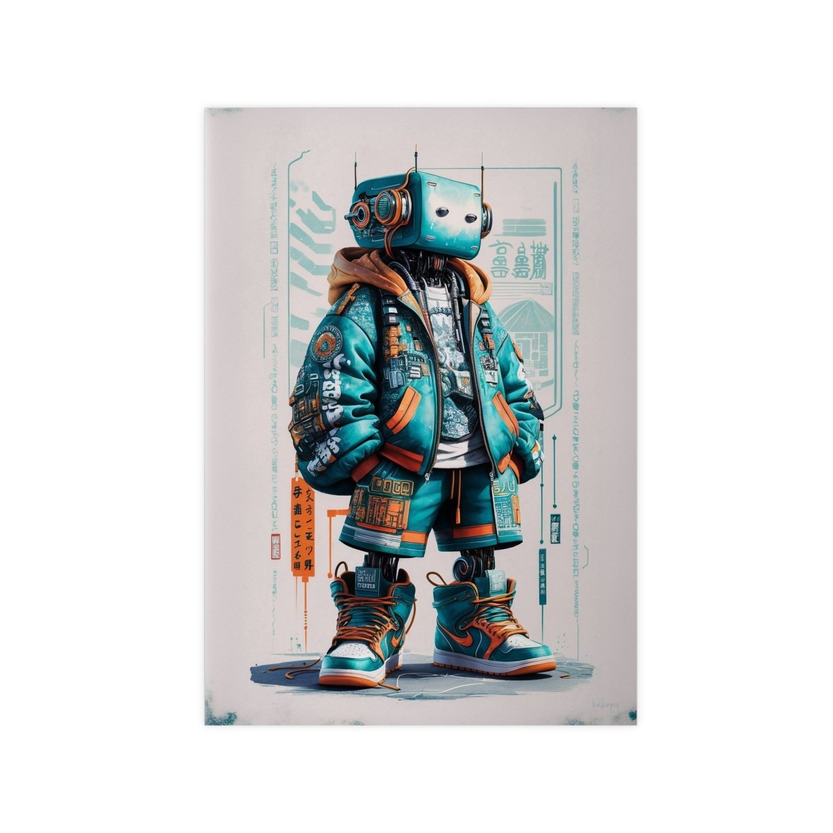 Gaming Robot Poster – Futuristischer Cyborg im Streetwear - Look - Poster bei HappyHugPixels