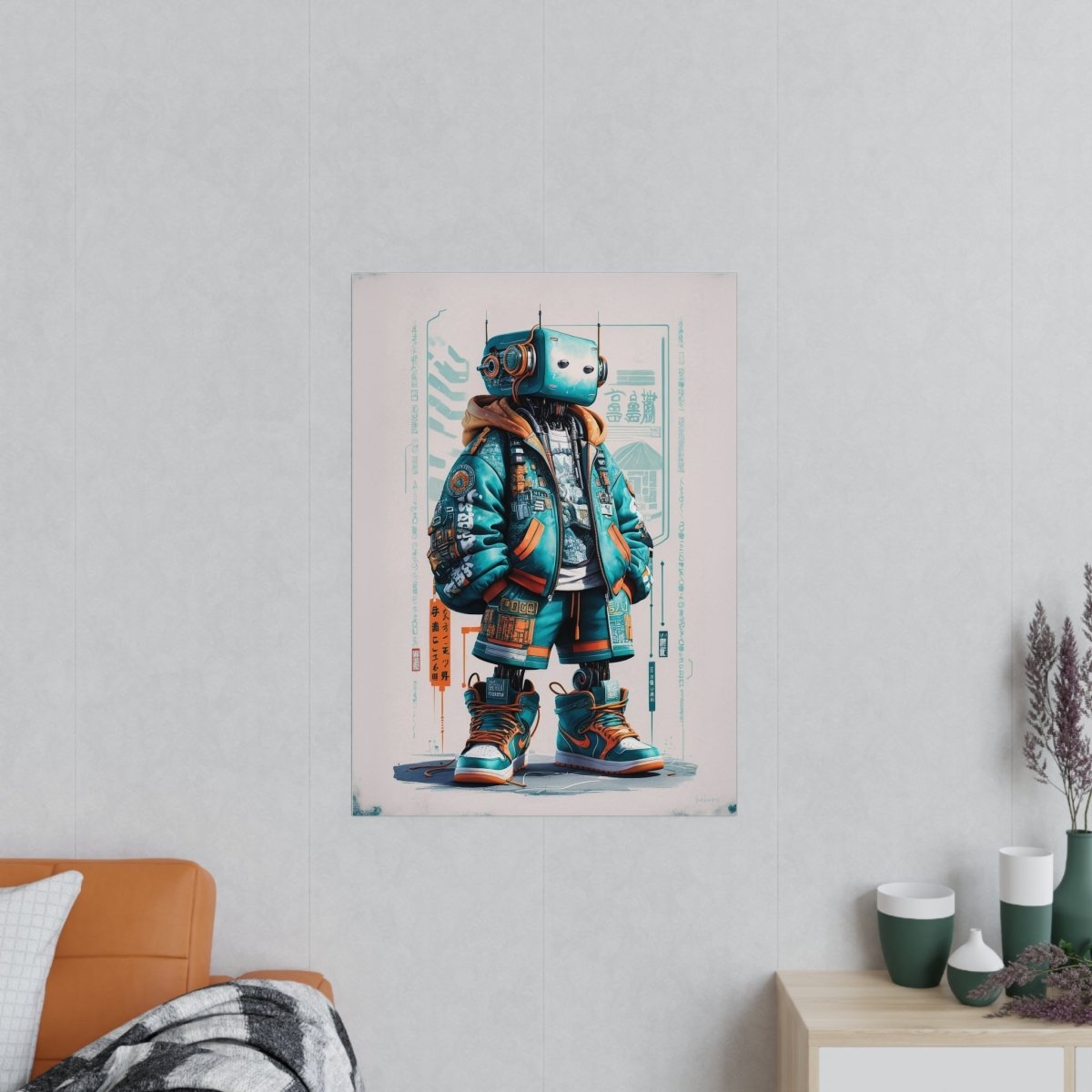 Gaming Robot Poster – Futuristischer Cyborg im Streetwear - Look - Poster bei HappyHugPixels