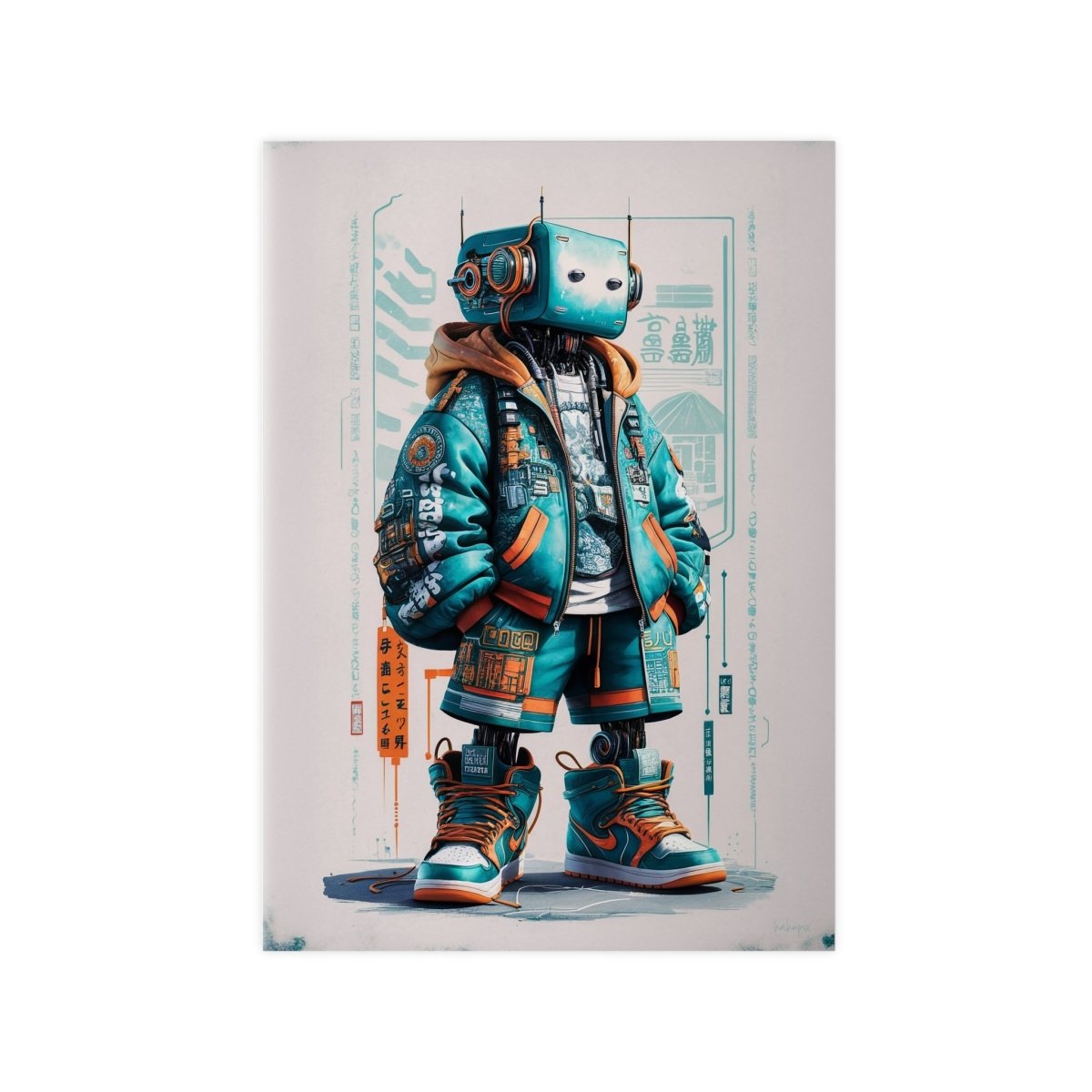 Gaming Robot Poster – Futuristischer Cyborg im Streetwear - Look - Poster bei HappyHugPixels