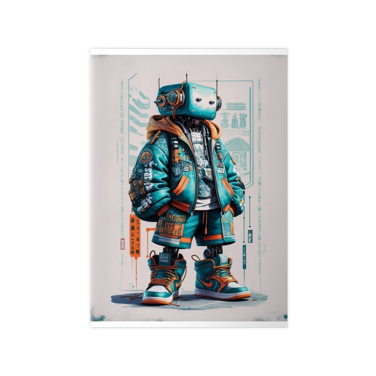 Gaming Robot Poster – Futuristischer Cyborg im Streetwear - Look - Poster bei HappyHugPixels