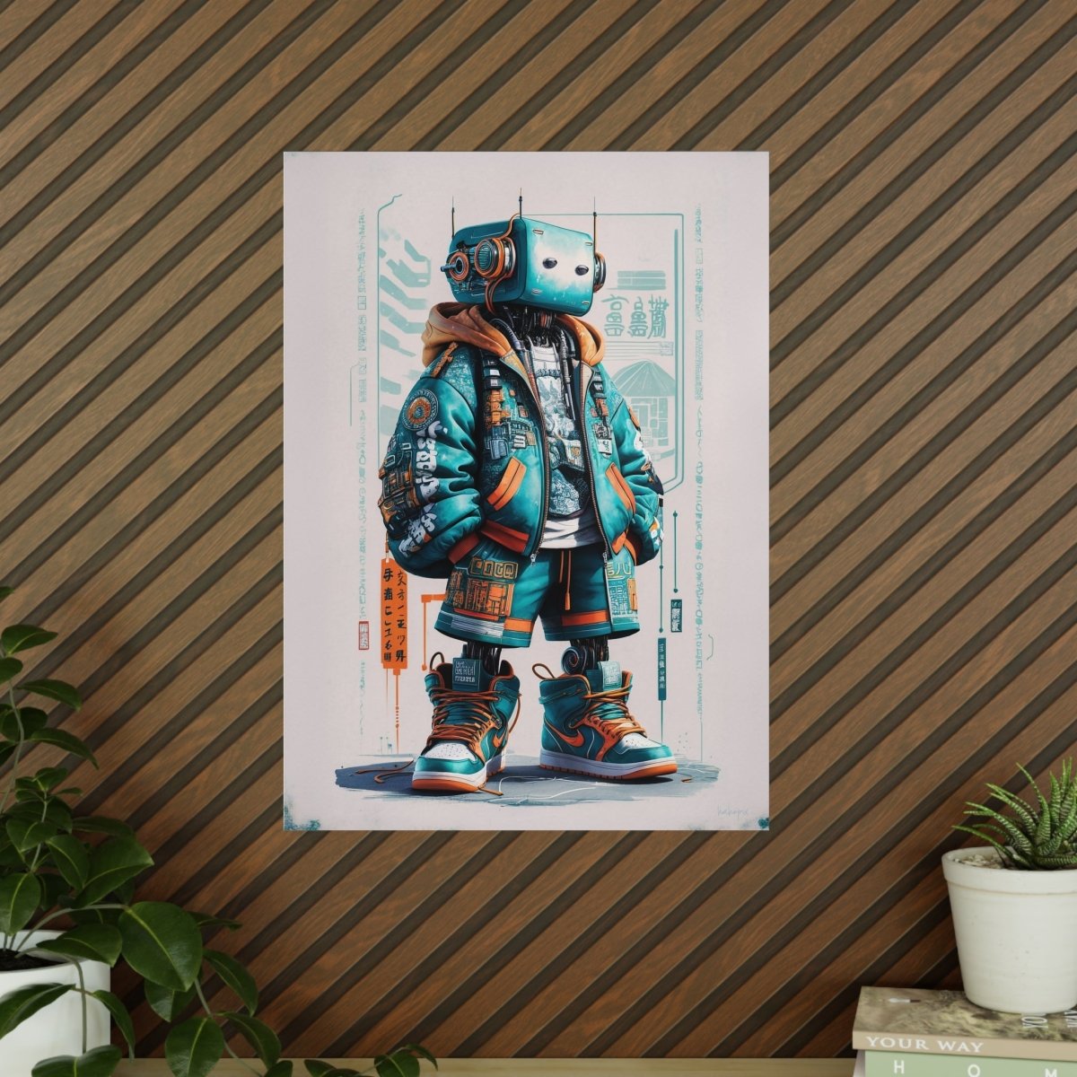 Gaming Robot Poster – Futuristischer Cyborg im Streetwear - Look - Poster bei HappyHugPixels