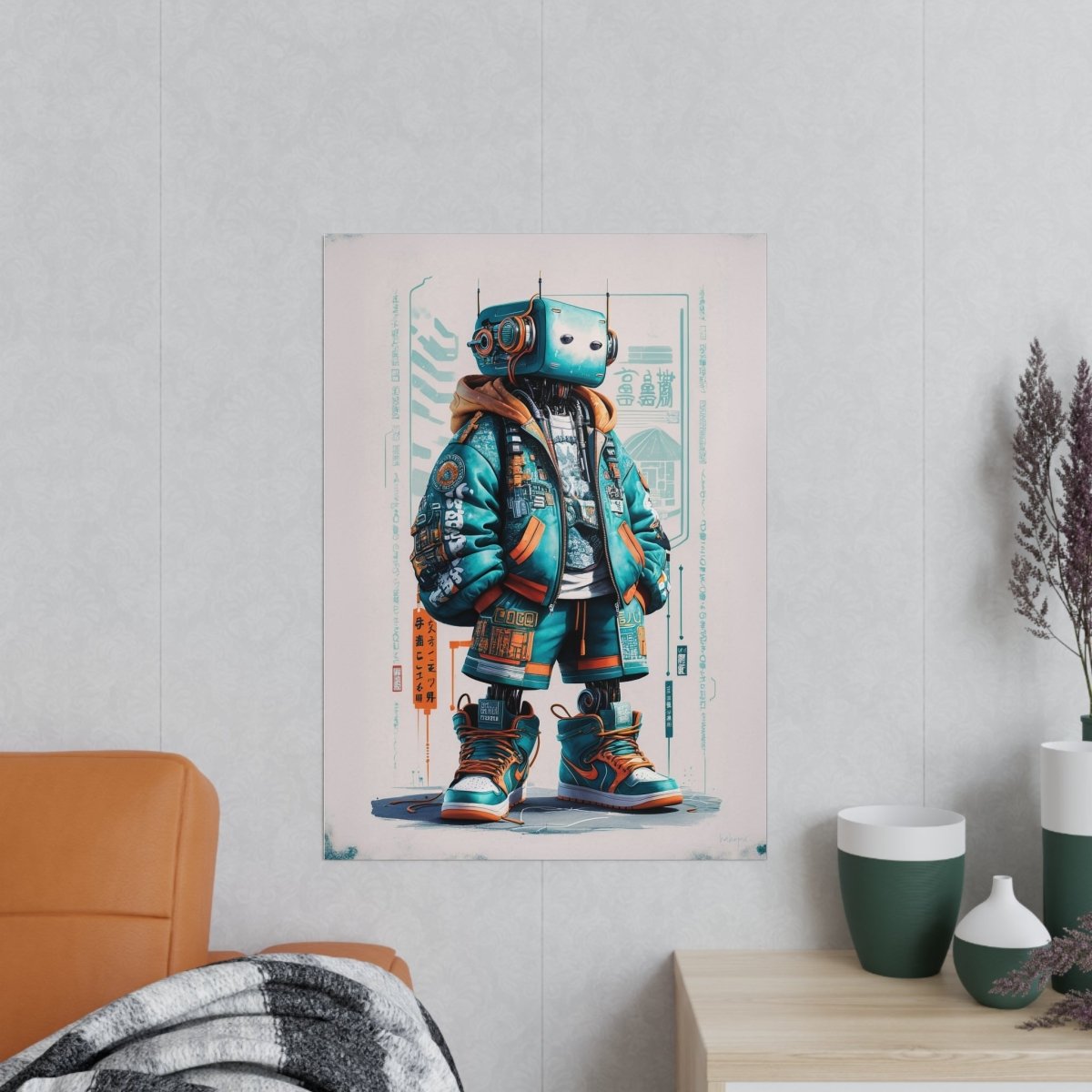 Gaming Robot Poster – Futuristischer Cyborg im Streetwear - Look - Poster bei HappyHugPixels