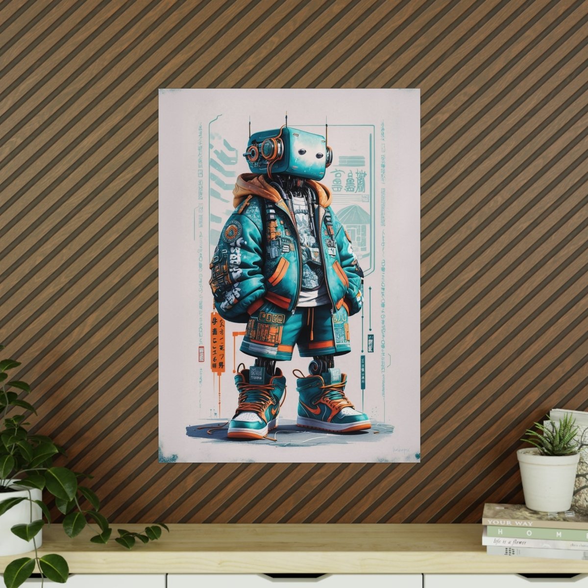 Gaming Robot Poster – Futuristischer Cyborg im Streetwear - Look - Poster bei HappyHugPixels