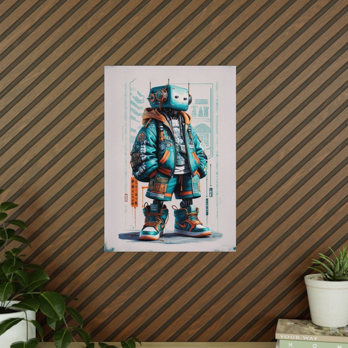 Gaming Robot Poster – Futuristischer Cyborg im Streetwear - Look - Poster bei HappyHugPixels