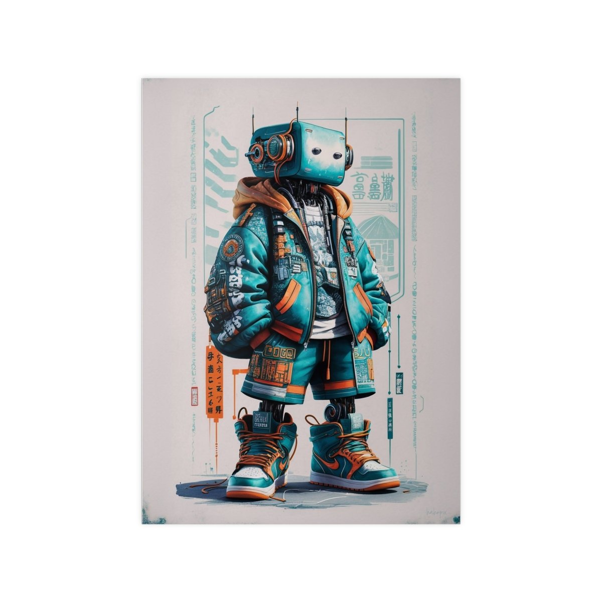 Gaming Robot Poster – Futuristischer Cyborg im Streetwear - Look - Poster bei HappyHugPixels