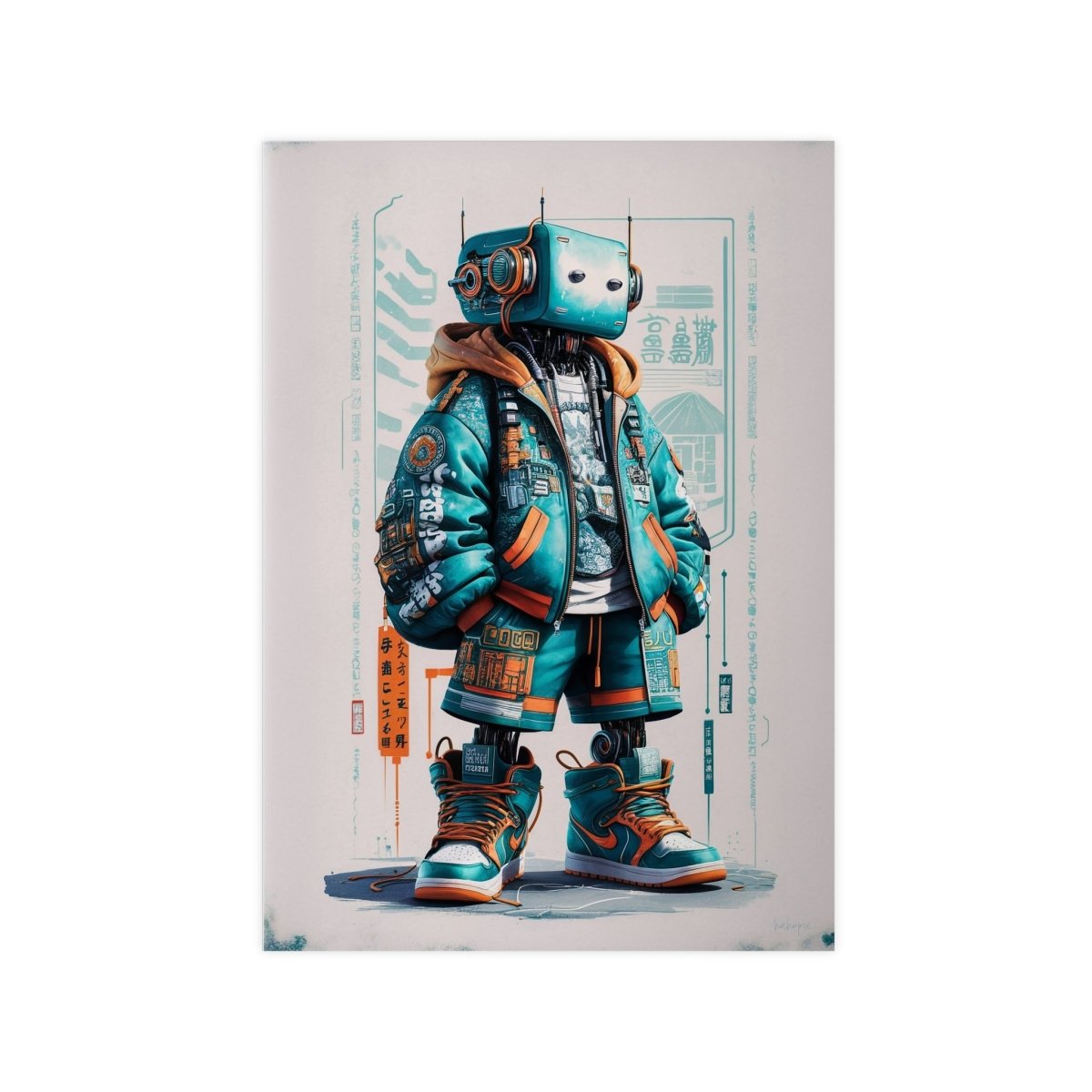 Gaming Robot Poster – Futuristischer Cyborg im Streetwear - Look - Poster bei HappyHugPixels