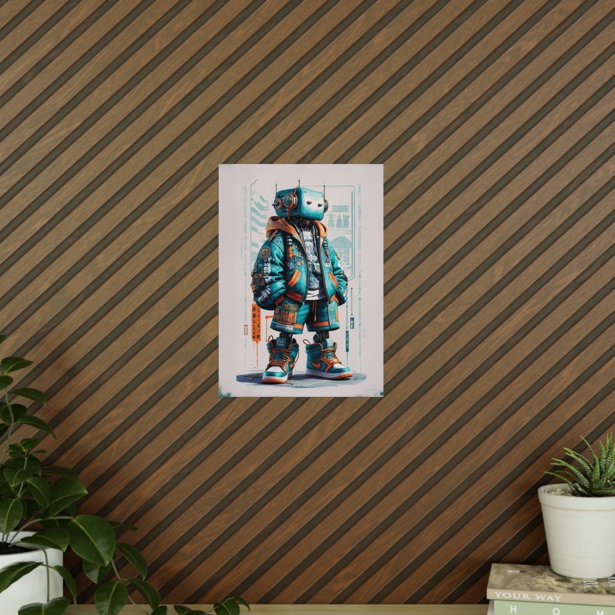 Gaming Robot Poster – Futuristischer Cyborg im Streetwear - Look - Poster bei HappyHugPixels