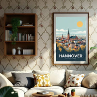 Hannover Reiseposter: Malerische Stadtansicht auf Premium - Fotopapier - Poster bei HappyHugPixels