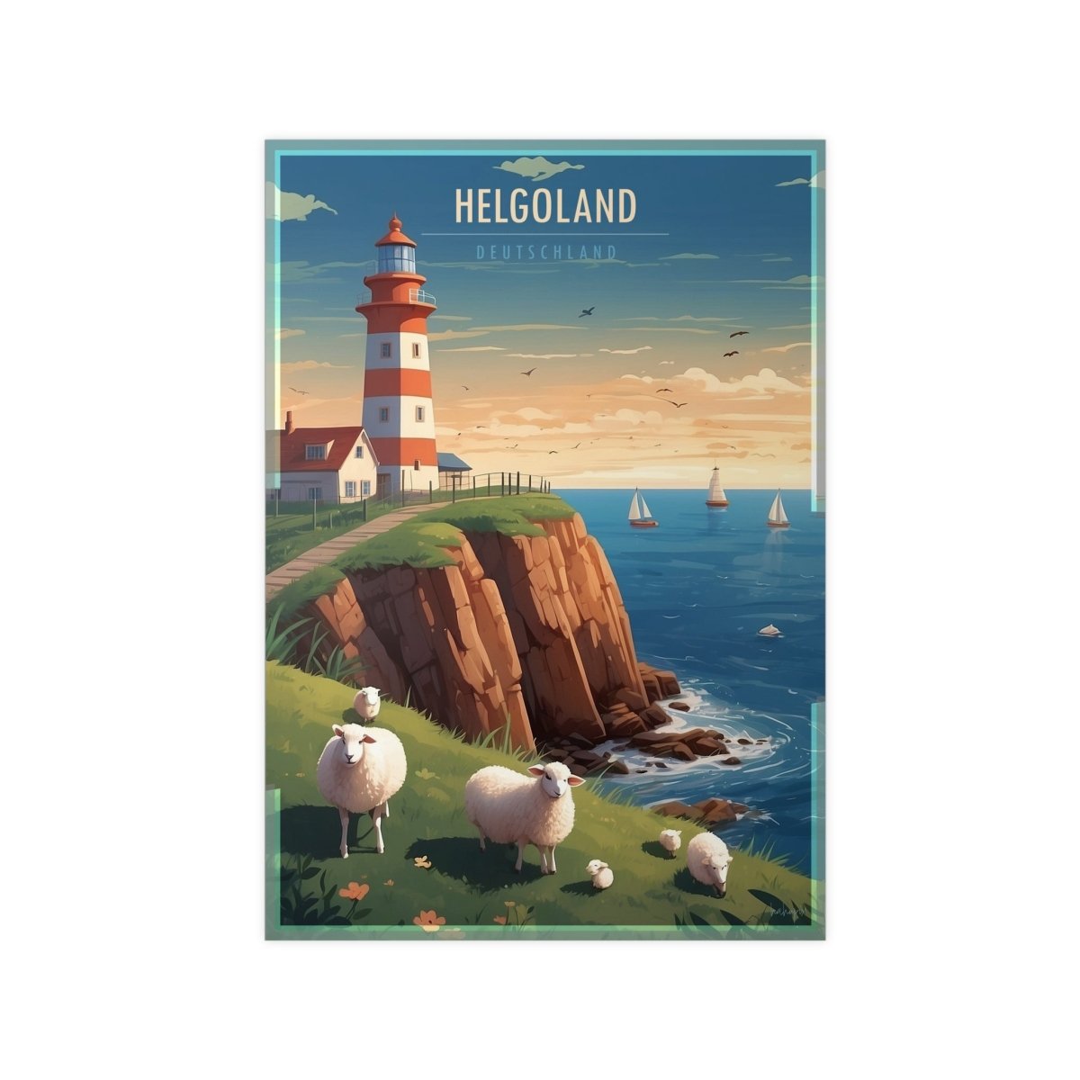 Helgoland Poster - Leuchtturm der Maritimen Eleganz für Zuhause - Poster bei HappyHugPixels