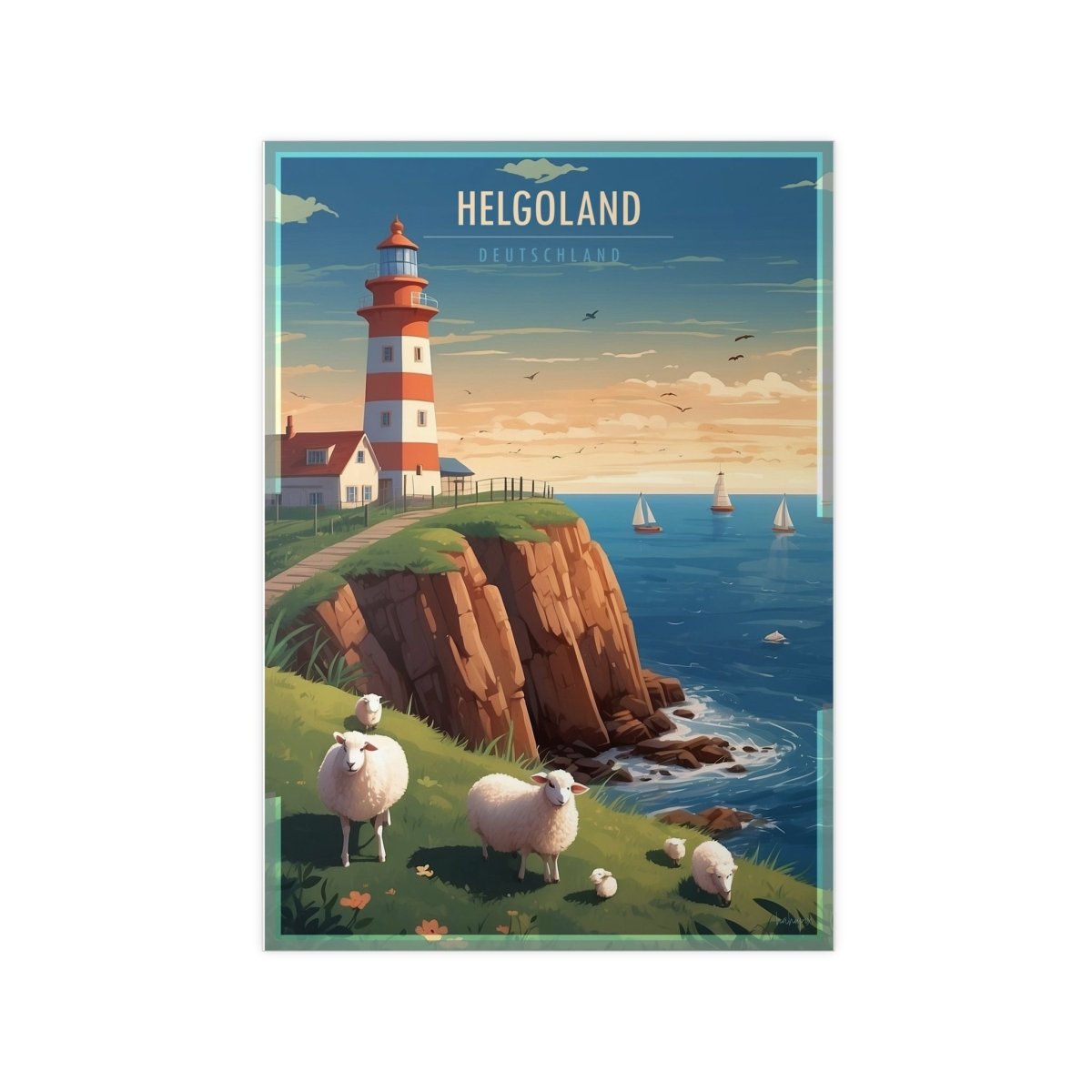 Helgoland Poster - Leuchtturm der Maritimen Eleganz für Zuhause - Poster bei HappyHugPixels