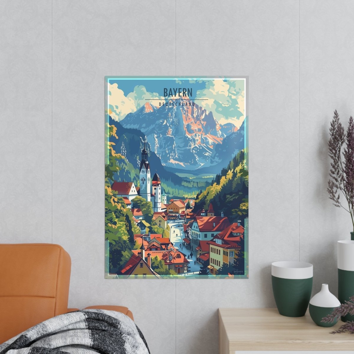 Bayern Poster – Majestätische Alpen und malerische Architektur - Poster bei HappyHugPixels