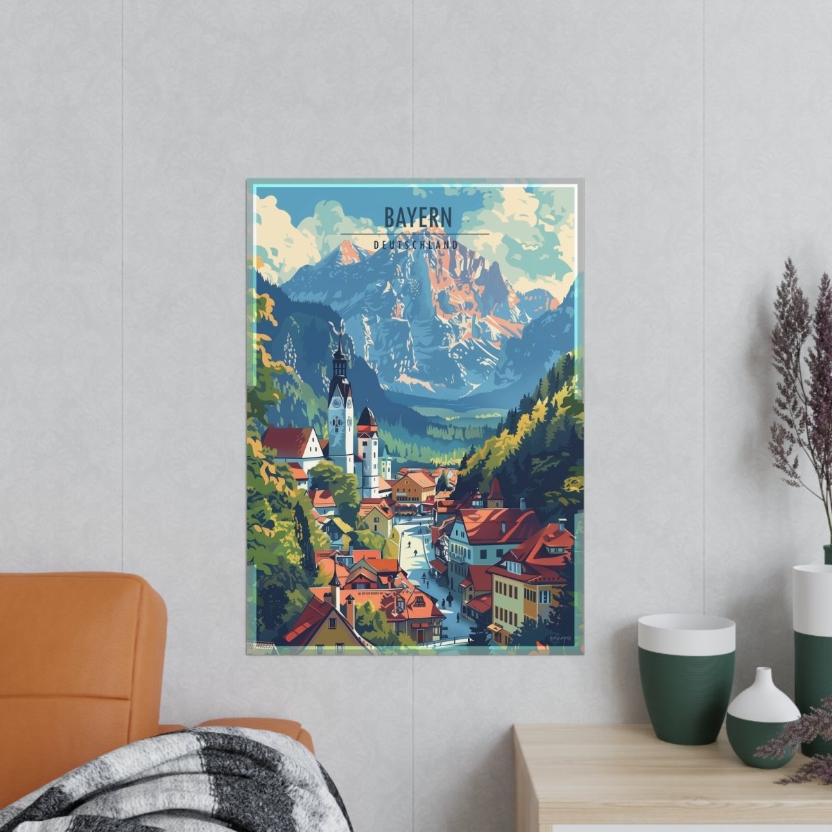 Bayern Poster – Majestätische Alpen und malerische Architektur - Poster bei HappyHugPixels