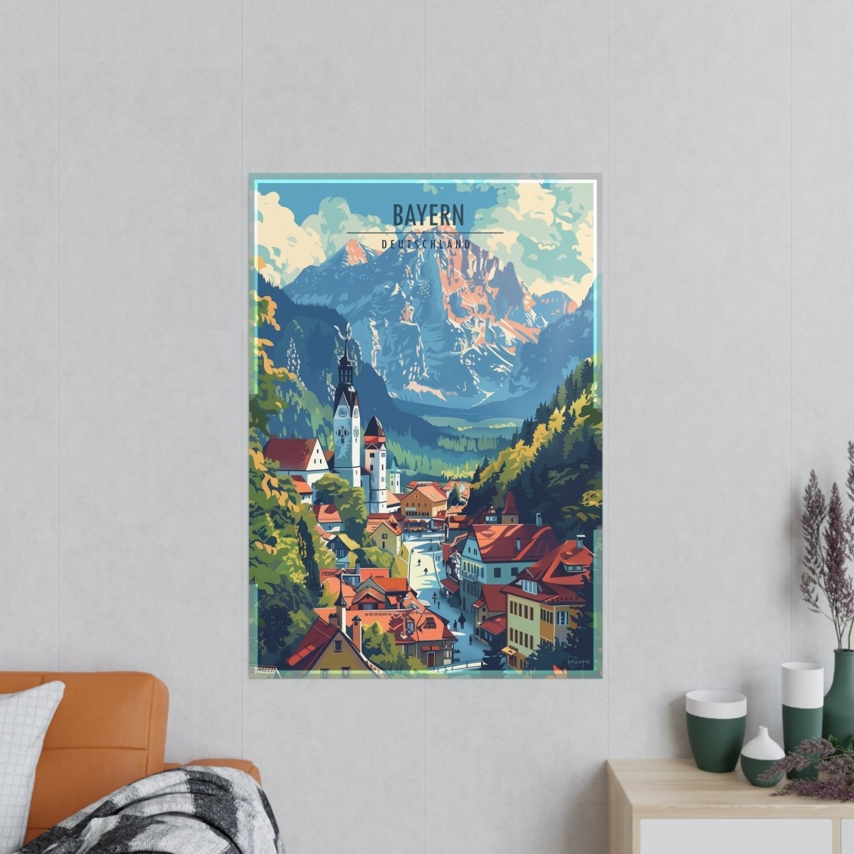 Bayern Poster – Majestätische Alpen und malerische Architektur - Poster bei HappyHugPixels